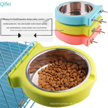 Heißverkauf Plastikmaterial Haustier Feeder Haustier Schüssel Wasser Futterhund Edelstahl Hanging Cage Pet Bowl Feeder